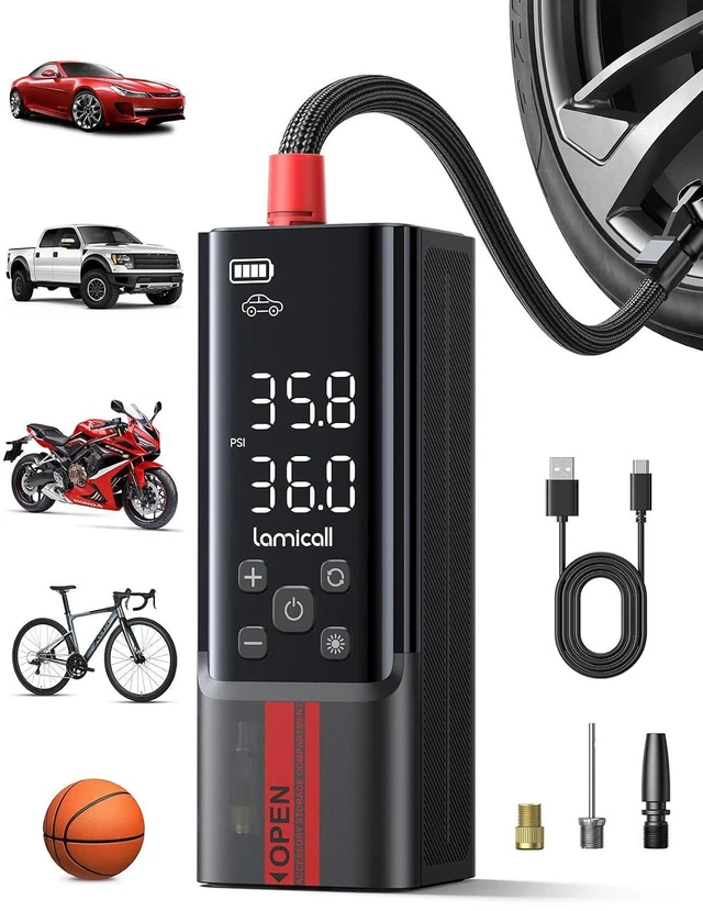 Main image of Car Tire Portable Inflator Air Compressor and Car Windshield Sunshade Umbrella