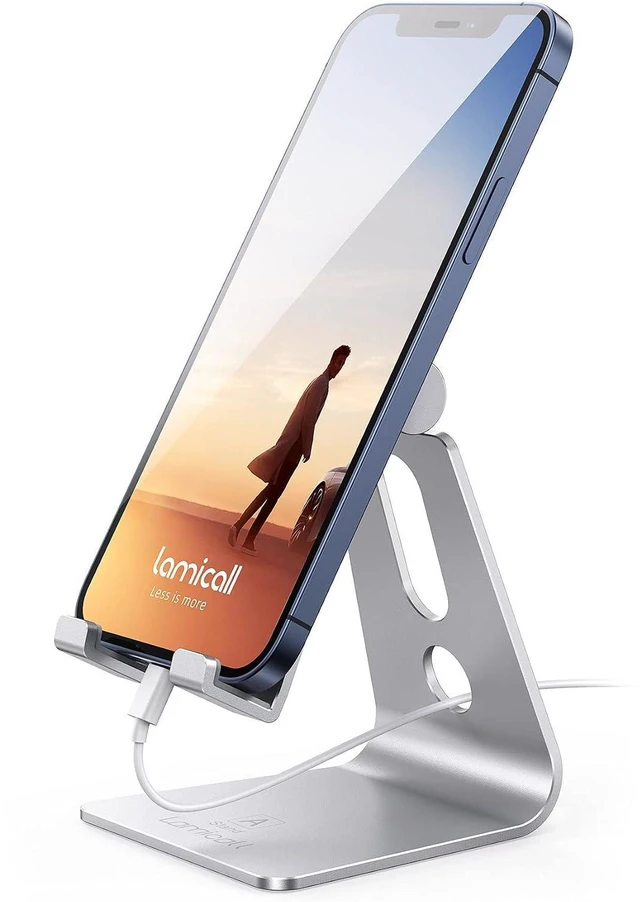 Main image of Aluminum Cell Phone Stand, Adjustable Desk Phone Holder for iPhone