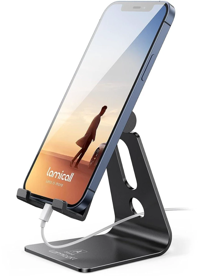 Main image of Aluminum Cell Phone Stand, Adjustable Desk Phone Holder for iPhone