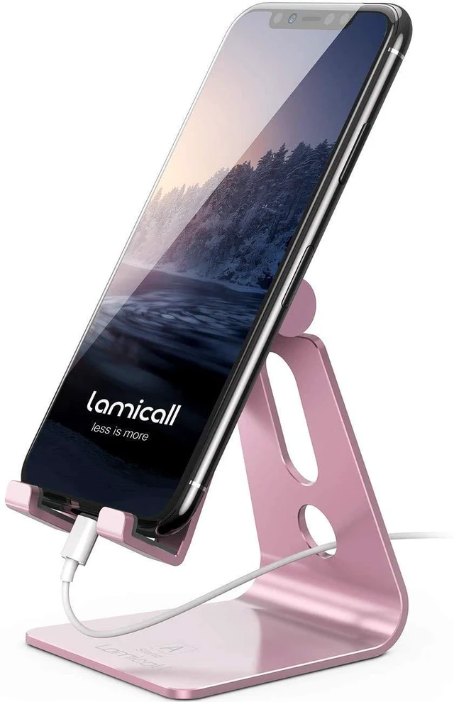Main image of Aluminum Cell Phone Stand for Desk, Pink Desk Accessories