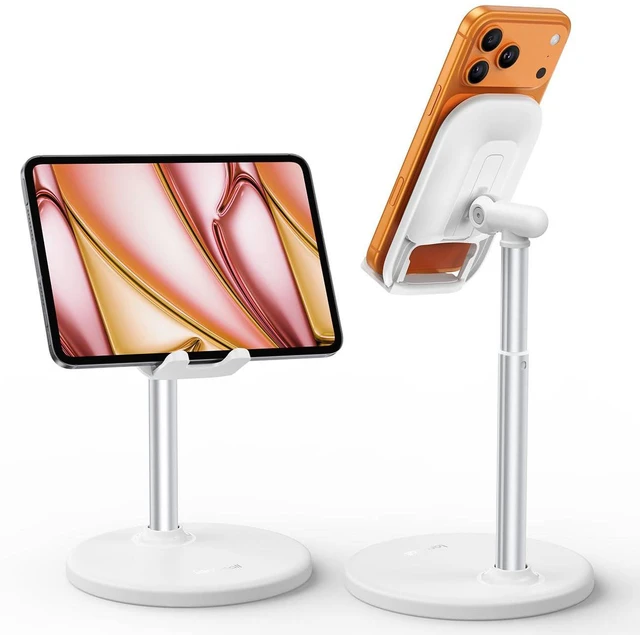 Main image of Phone Tablet Stand for Desk - White Desktop Holder for iPad Kindle