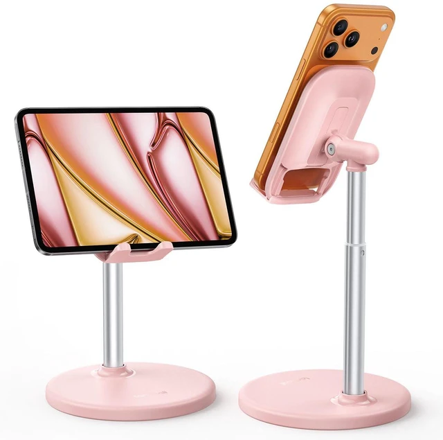 Main image of Pink Vanity Decor, Rose Gold Phone Stand Holder for Desk