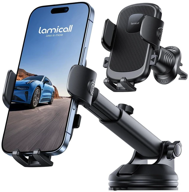 Main image of Car Phone Holder Dashboard Vent Windshield 70 LBS Suction 3-in-1