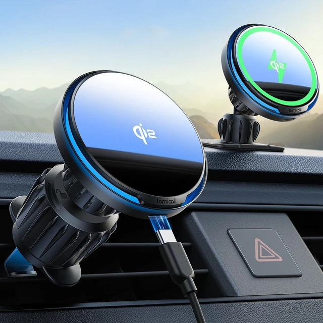 Main image of 15W for QI2 Magsafe Car Mount Charger Vent Dashboard RGB LED 360°