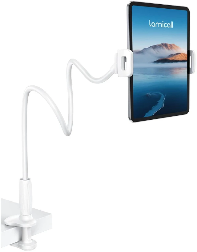 Main image of Gooseneck Tablet Holder for Bed, Unique Tapered Flexible Arm