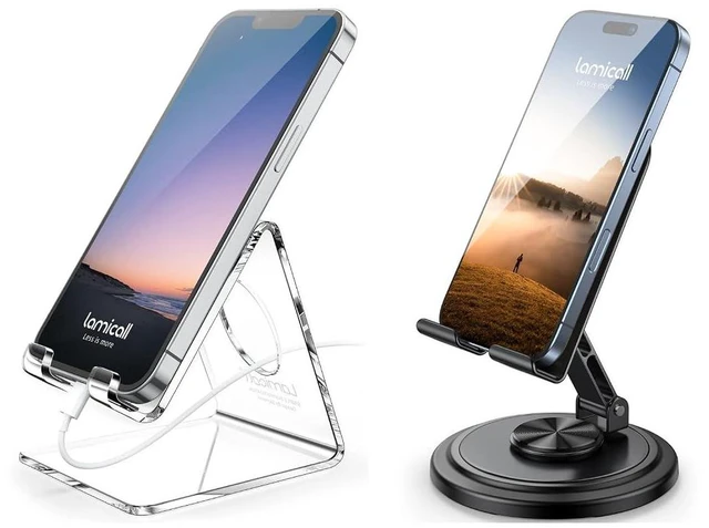 Main image of 360 Rotating Adjustable Phone Stand for Desk & Clear Cell Phone Stand