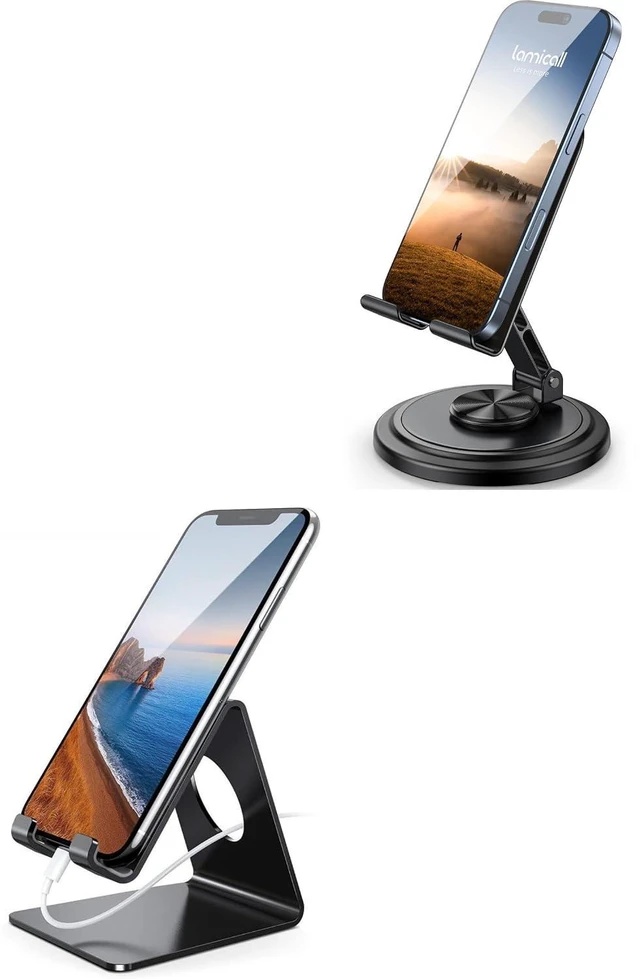 Main image of Cell Phone Stand & 360 Rotating Adjustable Phone Stand for Desk