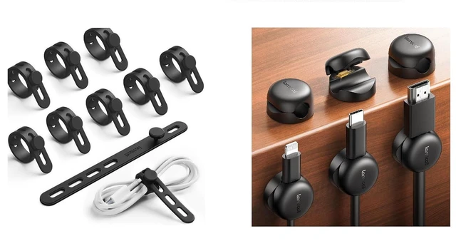 Main image of 10Pack Silicone Cable Ties + Lamicall Cable Clips, Spring Cord Organizer Holder