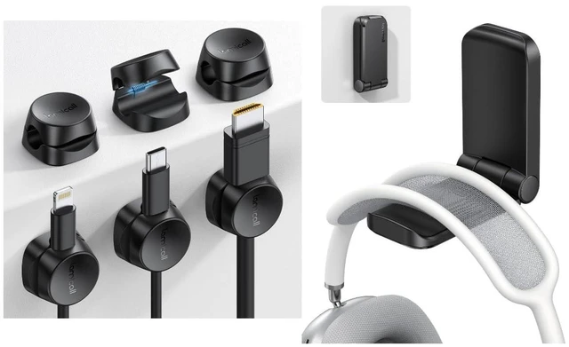 Main image of Cord Organizer Cable Clips + Headphone Holder