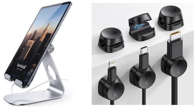 Main image of Tablet Stand + 1s Lock Spring Cable Clips Organizer