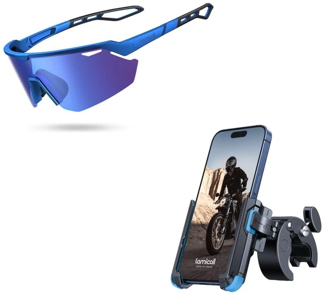Main image of Motorcycle Bike Phone Mount + Polarized Sports Sunglasses