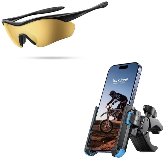 Main image of Motorcycle Bike Phone Mount + Polarized Sports Sunglasses
