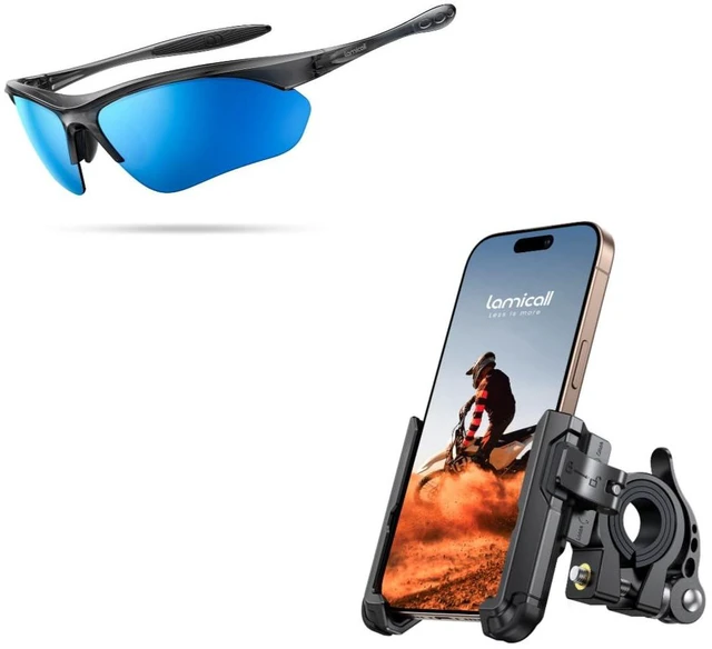 Main image of Motorcycle Bike Phone Mount + 22g Polarized Sports Sunglasses for Men Women