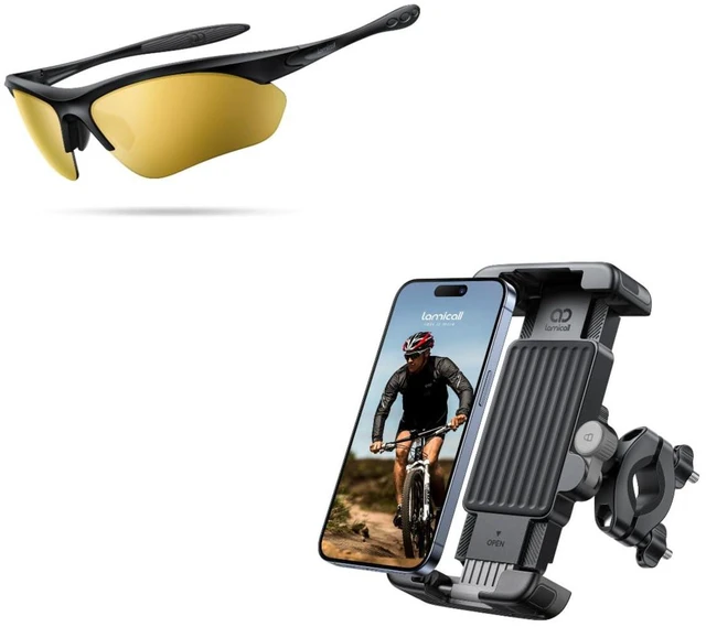 Main image of Bike Motorcycle Phone Mount + 22g Polarized Sports Sunglasses for Men Women