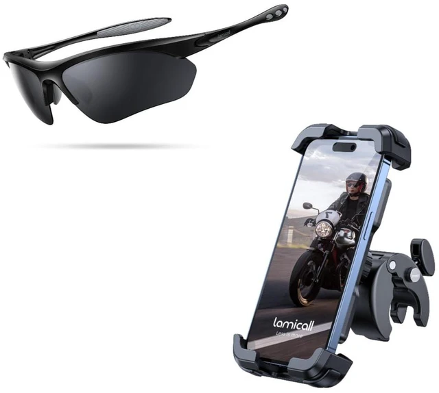 Main image of Motorcycle Phone Mount + 22g Polarized Sports Sunglasses for Men Women