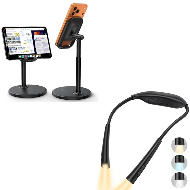 Main image of Cell Phone Stand for Desk and Ultra-Light Book Light for Neck