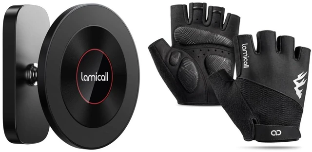 Main image of Magnetic Phone Holder for Gym + Workout Gloves for Men Women