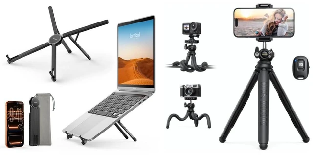 Main image of Ultra Lightweight Laptop Stand for Desk + Ultra-Stable Aluminium Tripod for iPhone
