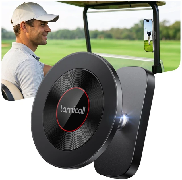 Main image of Magnetic Golf Cart Phone Holder Strongest N55 Magnet Alloy Build