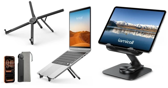 Main image of Ultra Lightweight Laptop Stand for Desk + 360°Rotation Adjustable iPad Stand for Desk