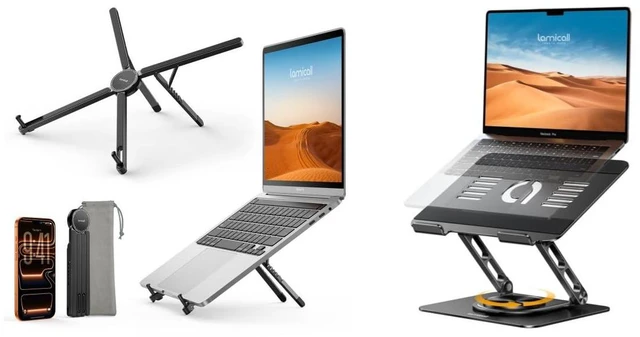 Main image of Ultra Lightweight Laptop Stand for Desk + 360 Rotating Adjustable Laptop Stand for Desk