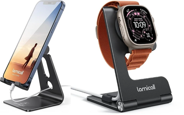 Main image of Foldable Apple Watch Stand + Phone Stand