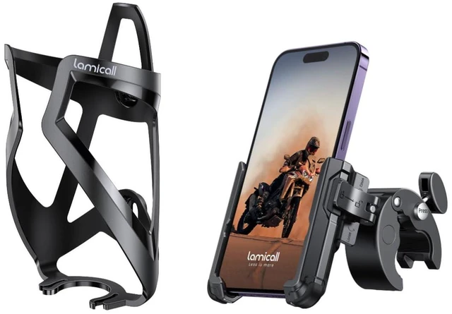 Main image of Motorcycle Phone Mount Holder + Bike Water Bottle Holder
