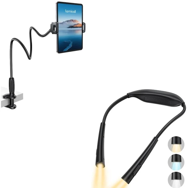 Main image of Gooseneck Tablet Holder and Book Light for Neck