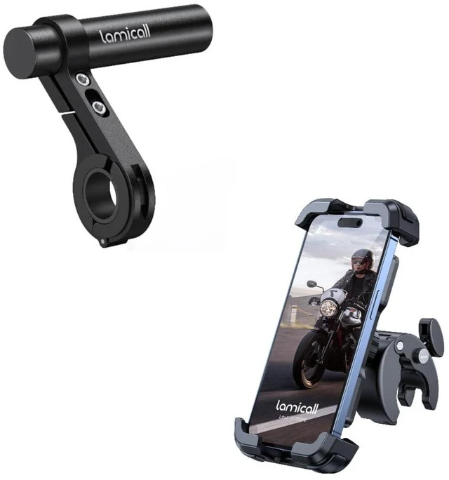 Main image of Motorcycle Bike Phone Mount + Bike Handlebar Extender
