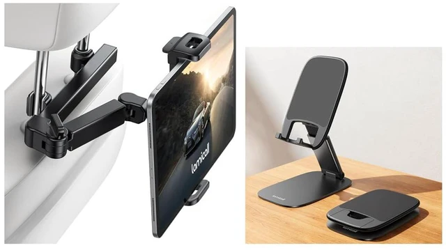 Main image of Car Headrest Tablet Holder & Ultra-Thin Cell Phone Stand
