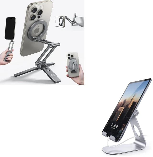 Main image of Triple Axis Foldable for Magsafe Tripod Stand + Adjustable Tablet Stand