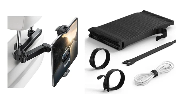 Main image of 60Pack Reusable Cable Ties & Car Headrest Tablet Holder