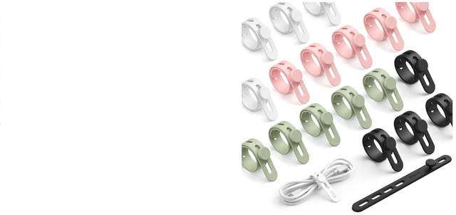 Main image of 20Pack Silicone Cable Ties + Shower Phone Holder