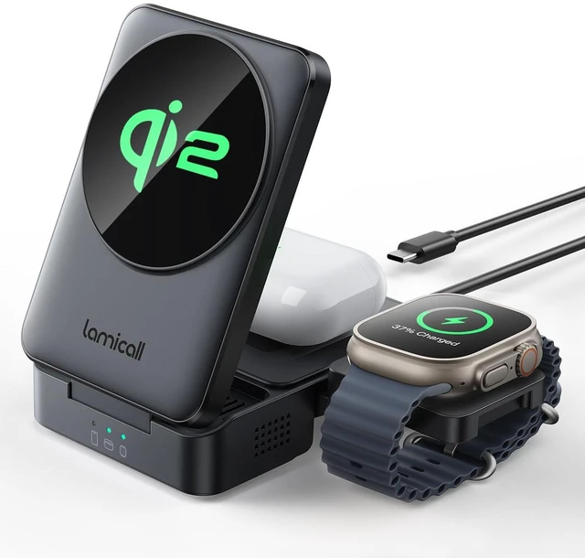 Main image of 15W Qi2 Palm-Sized 3-in-1 Foldable Charging Station for MagSafe