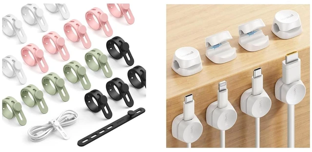 Main image of 20Pack Silicone Cable Ties + Cord Holder Clips