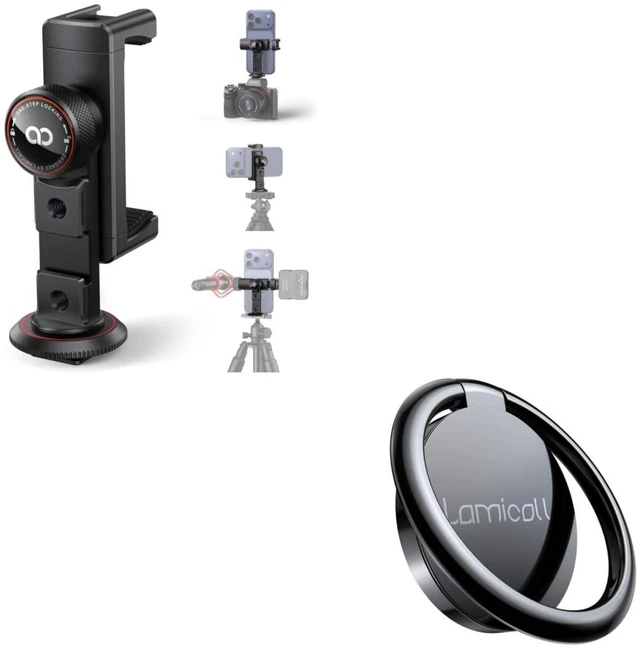 Main image of 3-in-1 Aluminum Phone Tripod Mount + Cell Phone Ring Holder Stand