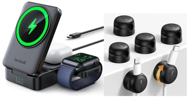 Main image of 3 in 1 Compact Wireless Charging Station & Cord Organizer
