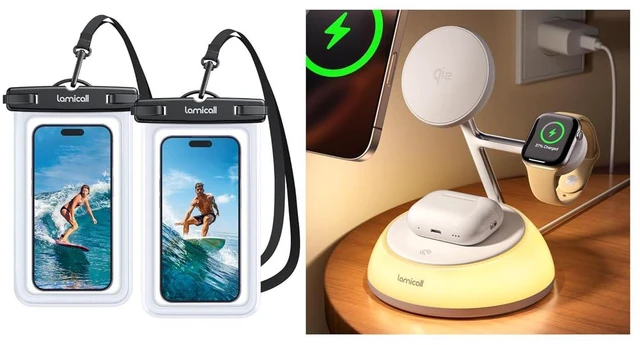 Main image of 15W Qi2 Char-ging Station for Apple & Waterproof Phone Pouch