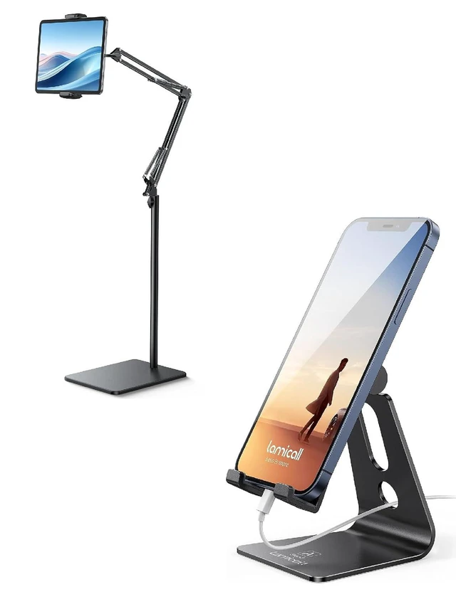 Main image of Floor Tablet Stand Phone Holder and Adjustable Cell Phone Stand