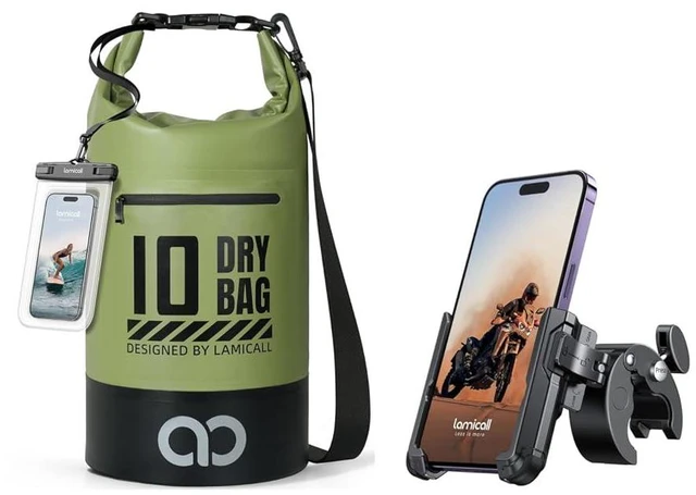 Main image of Dry Bag Waterproof Backpack & Motorcycle Phone Mount Holder