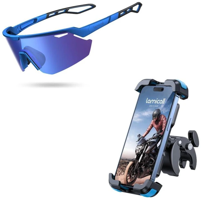 Main image of Motorcycle Bike Phone Mount + Polarized Sports Sunglasses
