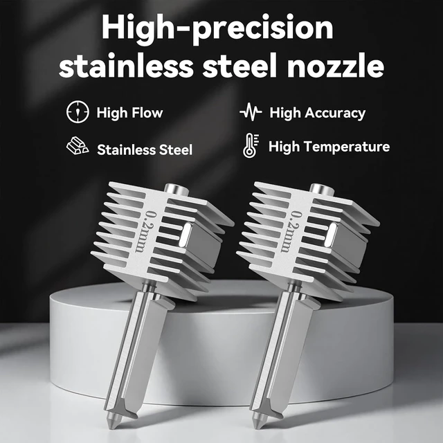 Alt view image 6 of 7 - Upgrade A1/A1 Mini/A2L Hotend 0.2mm Hardened Steel Nozzle 2pcs