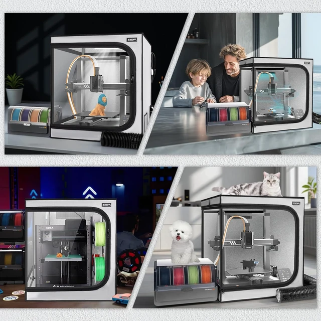 Alt view image 2 of 7 - 3D Printer Enclosure with Ventilation Kit for Anycubic Kobra 3/3 V2 Combo/Flashforge AD5X 3D Printers,Fireproof & Dustproof Noise Reduction 3D Printer Cover with USB LED Lighting System-580*650*650mm