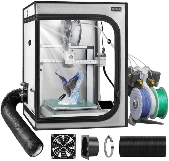 Main image of Upgrade 3D Printer Enclosure with Ventilation Kit for Bambu lab A1/A1 Mini Combo,Fireproof&Dustproof Constant Temperature 3D Printer Cover with AMS LED Light-520*600*700mm-NOT For AMS lite Top-mount