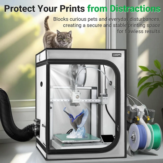 Alt view image 7 of 7 - Upgrade 3D Printer Enclosure with Ventilation Kit for Bambu lab A1/A1 Mini Combo,Fireproof&Dustproof Constant Temperature 3D Printer Cover with AMS LED Light-520*600*700mm-NOT For AMS lite Top-mount
