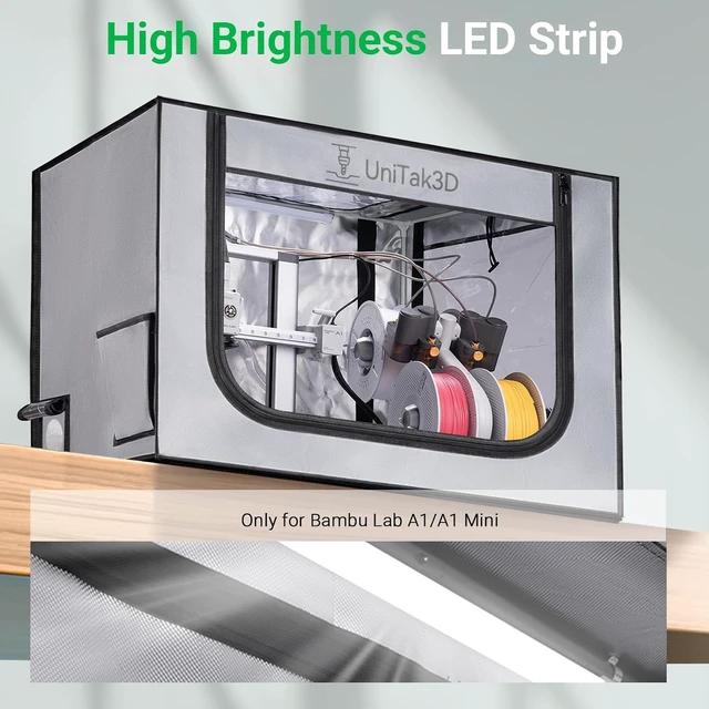Alt view image 6 of 7 - Upgrade 3D Printer Enclosure with Ventilation Kit for Bambu lab A1/A1 Mini Combo,Fireproof&Dustproof Constant Temperature 3D Printer Cover with AMS LED Light-520*600*700mm-NOT For AMS lite Top-mount