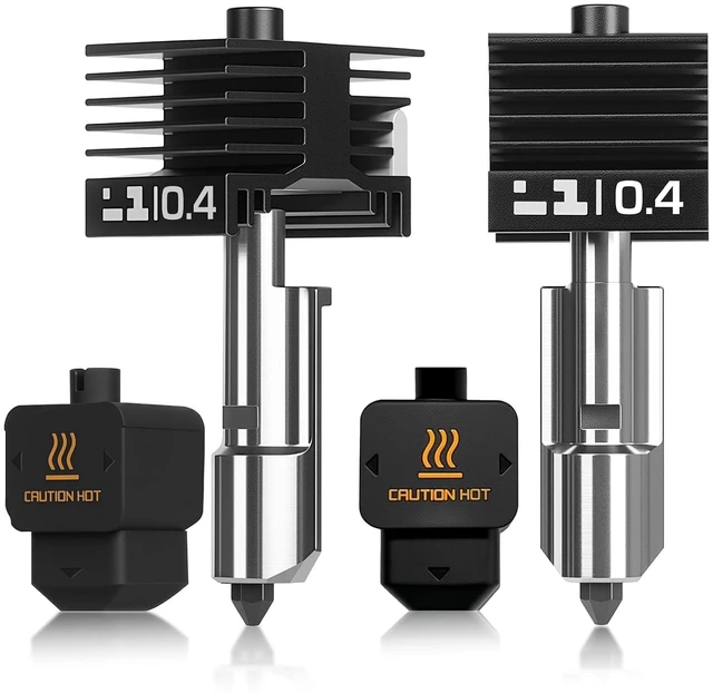 Main image of 2 PCS H2D Quick Swap Hotend 0.4mm Hardened Steel Nozzle High Temperature Extruder Print Head with Silicone Cover Compatible with Bambu Lab H2D/H2S/H2C 3D Printers