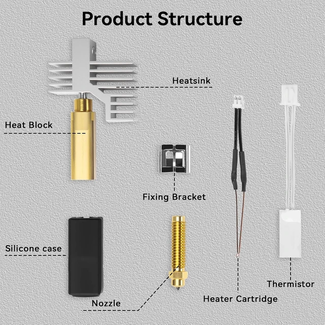 Alt view image 2 of 7 - 2PCS Centauri Carbon Ceramic Hotend,High Temp Extruder Print Head Replacement with 0.4mm Brass-Hardened Steel Nozzle and Silicone Cover Compatible with ELEGOO Centauri Carbon 3D Printer
