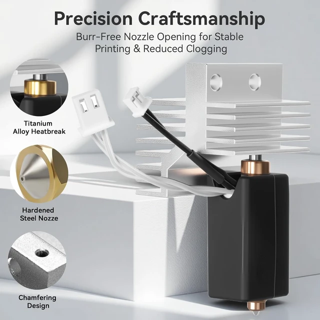 Alt view image 3 of 7 - 2PCS Centauri Carbon Ceramic Hotend,High Temp Extruder Print Head Replacement with 0.4mm Brass-Hardened Steel Nozzle and Silicone Cover Compatible with ELEGOO Centauri Carbon 3D Printer