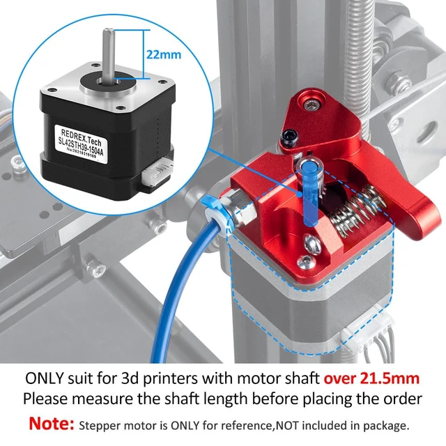 Alt view image 3 of 7 - Dual Gear Ender 3 Extruder with Two Washers Metal Drive Feeder Upgrade Kit Compatible with Creality Ender 3 V2 Pro,Ender 3 Neo Series,CR10 3D Printer TPU Filament Supported(Motor Shaft>20mm)